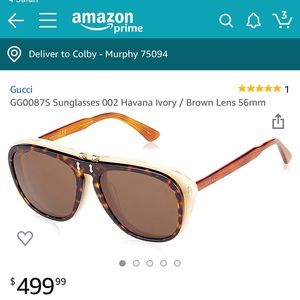 Gucci sunglasses Havana Ivory/brown lens 56mm